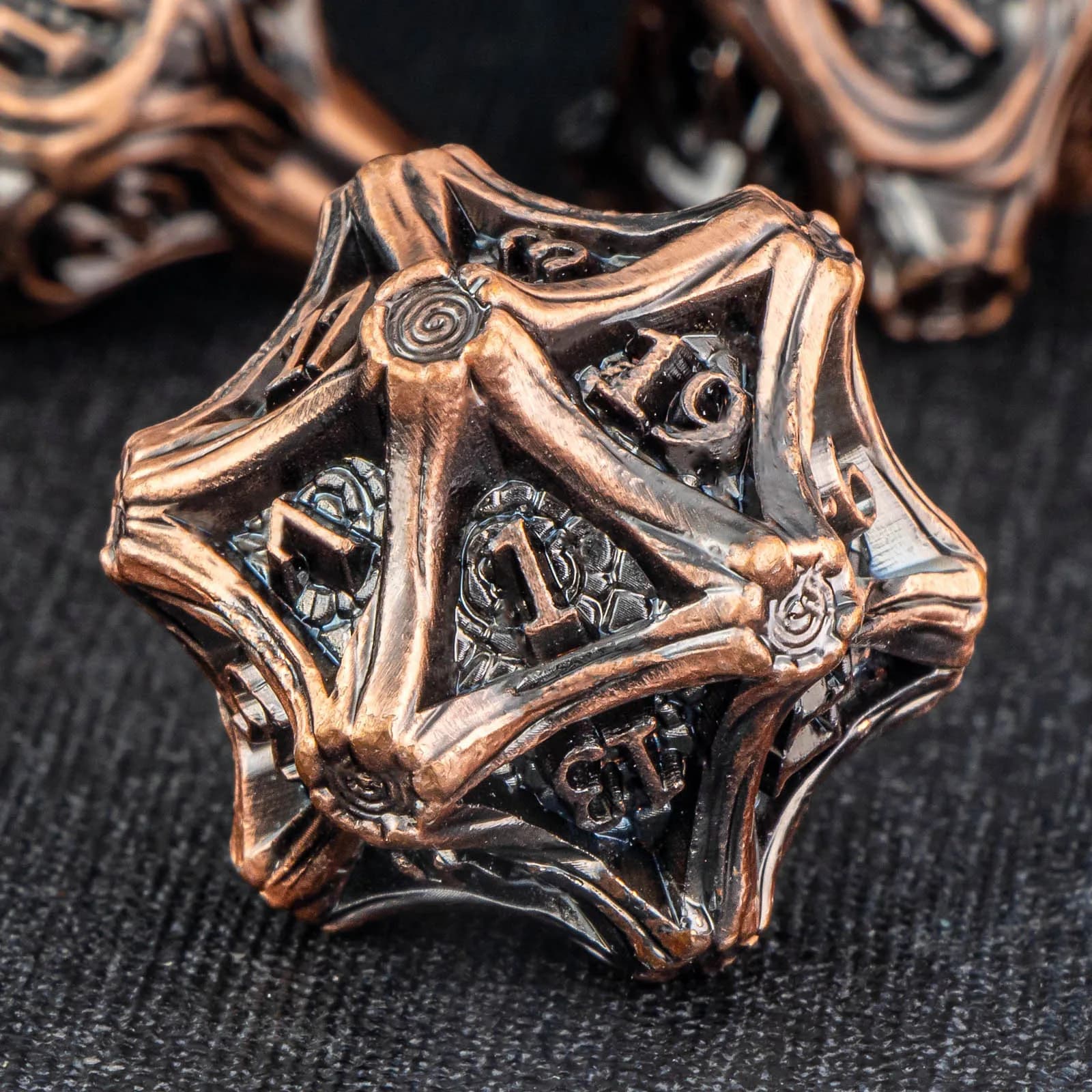 DND Metal Dice Set, 7PCS Polyhedral Dice for Dungeons and Dragons, RPG Role Playing Game D and D Dice D6 D8 D10 D12 D20, Copper