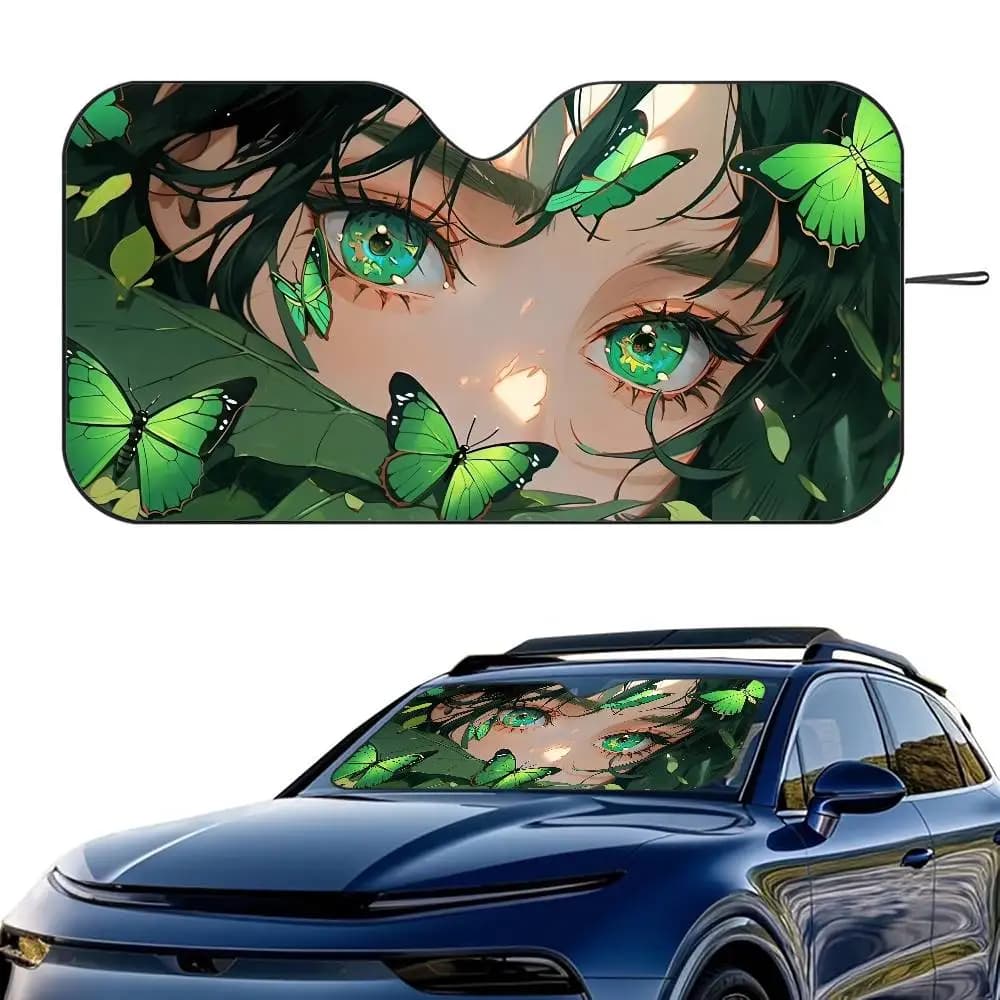 Foglie cyberpunk ragazza Parasole per auto Parabrezza Pieghevole Parasole isolante a tre strati con ventosa Blocchi Raggi UV Sole