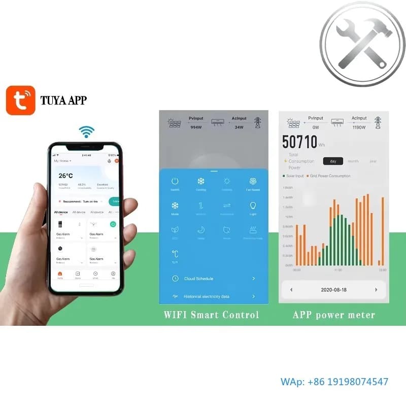 【Specializzato】Condizionatore d'Aria Ibrido Solare 9kBTU-36kBTU 1-3 Tonnellate AC/DC con Controllo WiFi APP e Pannello Solare per Uso Residenziale