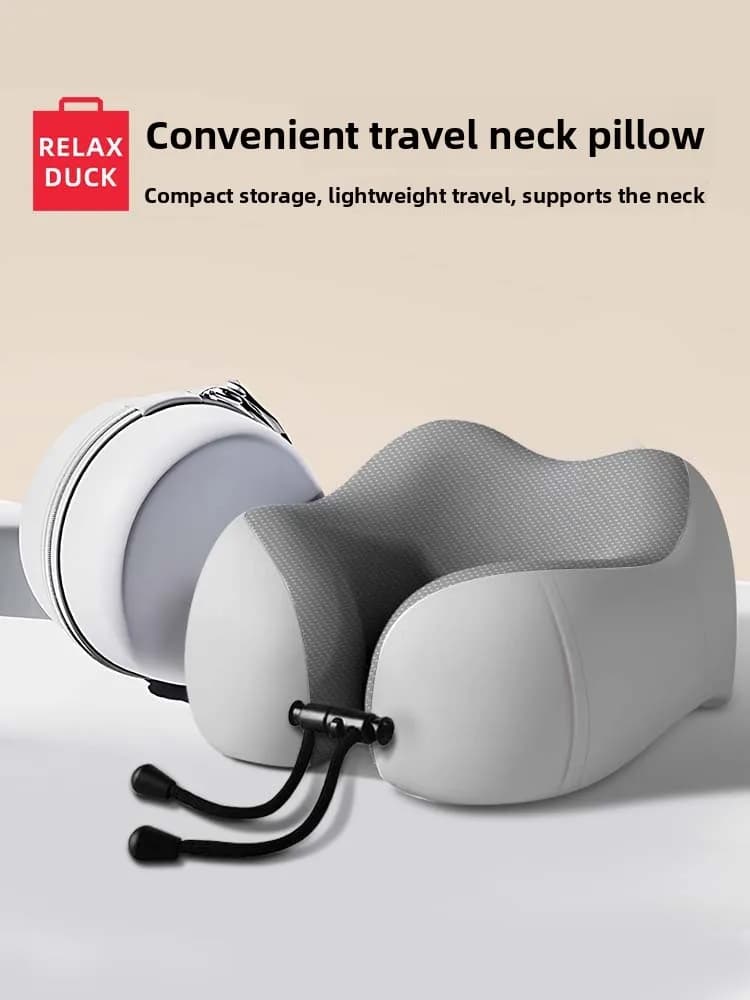 Cuscino a U in Memory Foam Portatile per Viaggi, Supporto per Auto e Aereo, Sollievo dal Mal di Testa