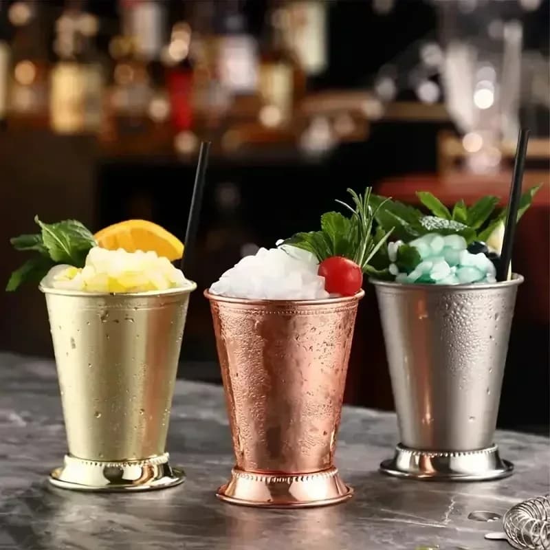 Bicchiere Mint Julep in Acciaio Inossidabile - Bicchieri da Cocktail per Martini, Mojito, Drink Misti, Bar, Feste, Birra, Vino