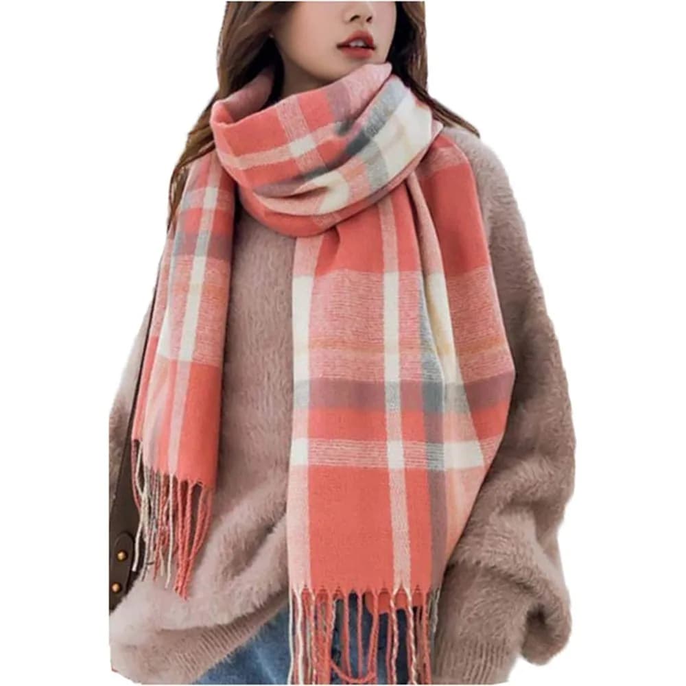 Sciarpe alla moda da donna Scialle lungo Sciarpa scozzese grande lavorata a maglia calda e spessa invernale