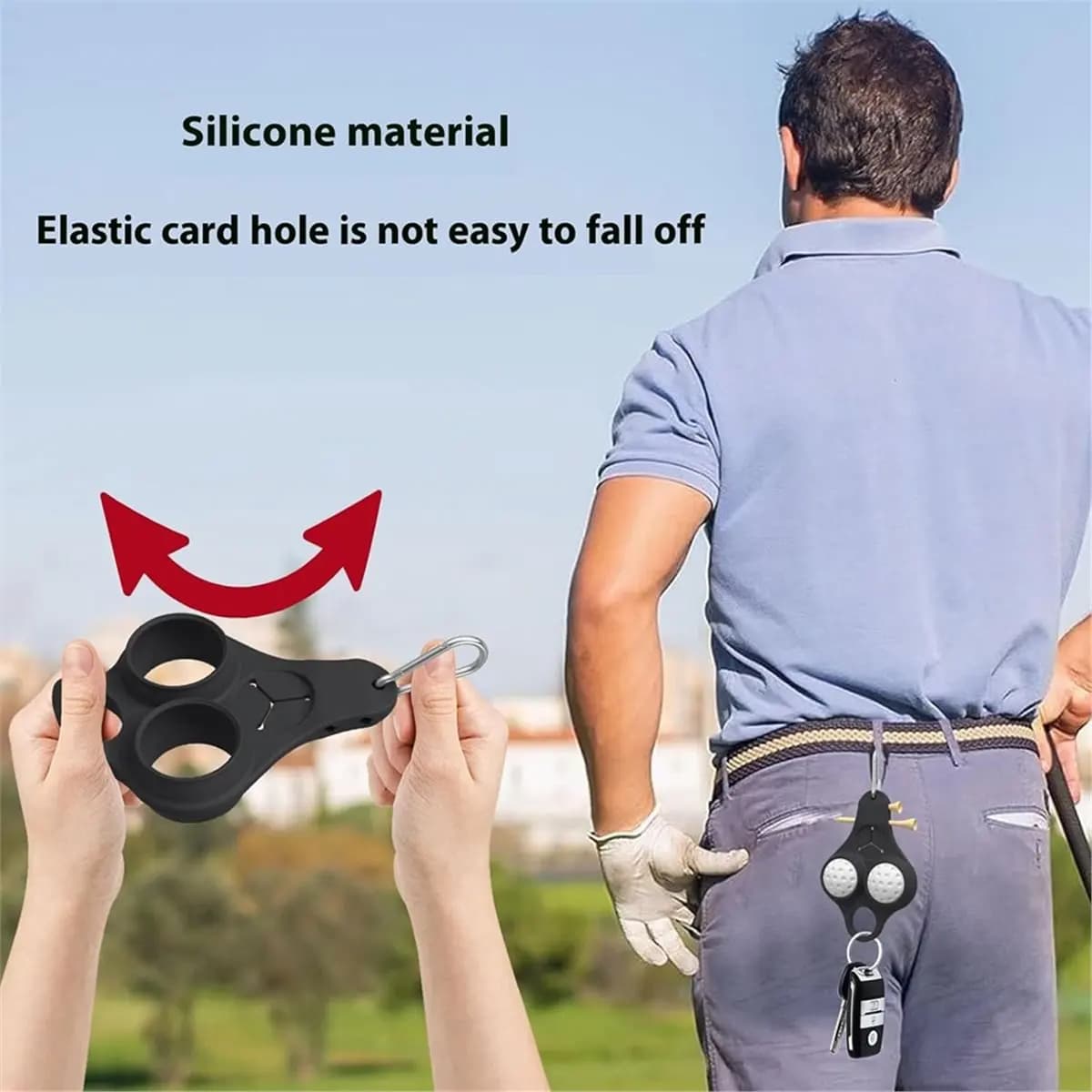(ABYM) Confezione da 2 Porta Palline da Golf, Supporto in Silicone per Tee da Golf, Contiene 2 Palline da Golf per Appendere e Trasportare alla Borsa, Accessori da Golf
