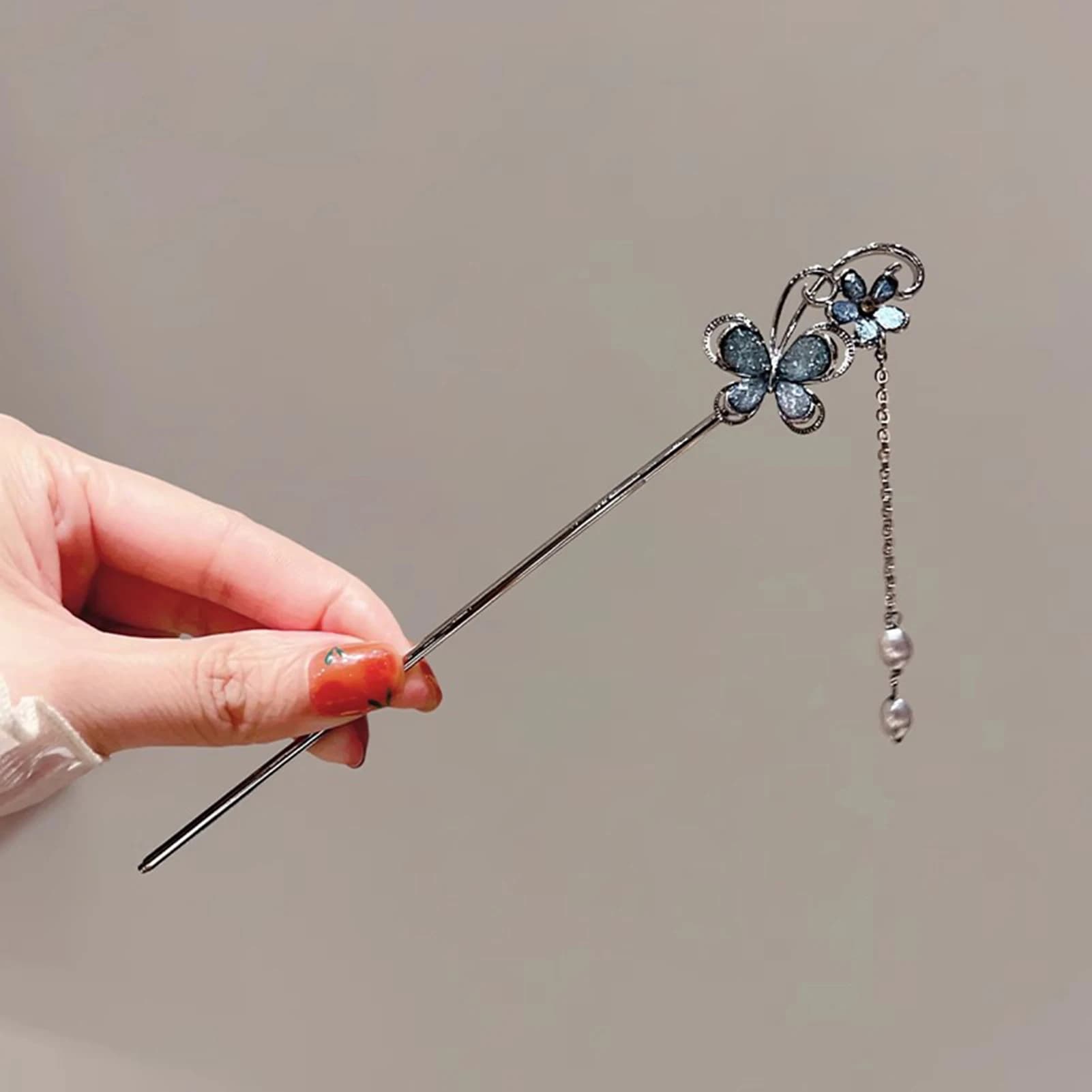 Forcine per capelli a farfalla con nappe, forcine a fiore per donne e ragazze, fermagli per capelli, accessori per capelli Hanfu