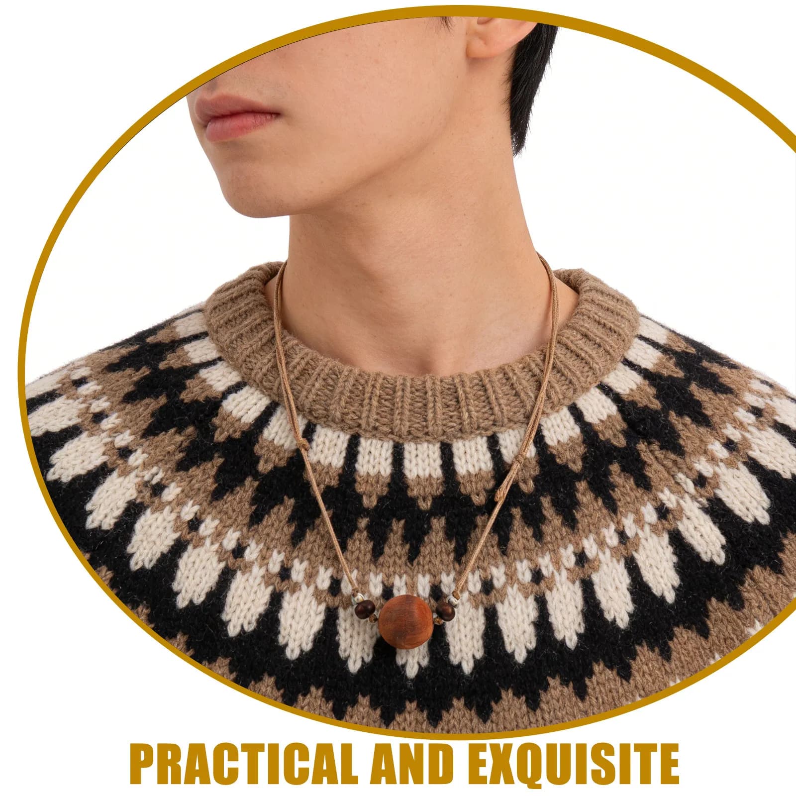 Wood Bead Locket Necklace Openable Hollow Sandalwood Beads Natural Aromatherapy Jewelry Portable Medicine Organizer Diffuser