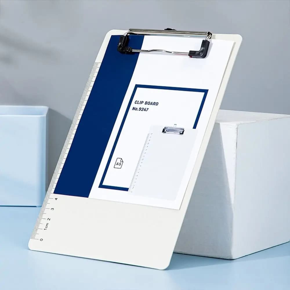 Durable A4/A5 File Folder Clipboard With Scale Letter Size Writing Splint Metal Clip Plastic Paper Organizer for Students