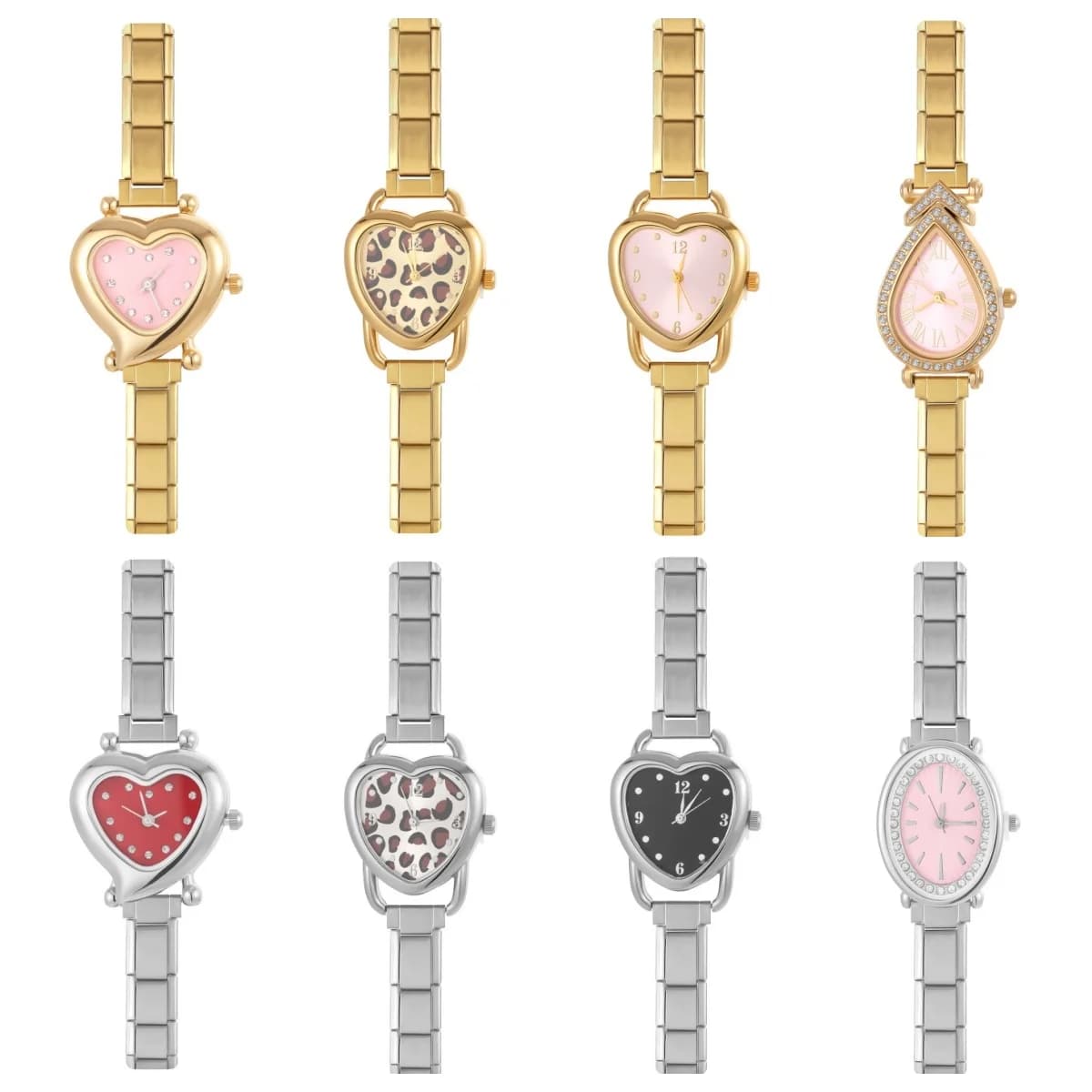 Men Women's High Quality DIY 9MM Width Italian Stainless Steel Charm Heart Oval Shape Watch Bracelet Bangle For Birthday Gifts