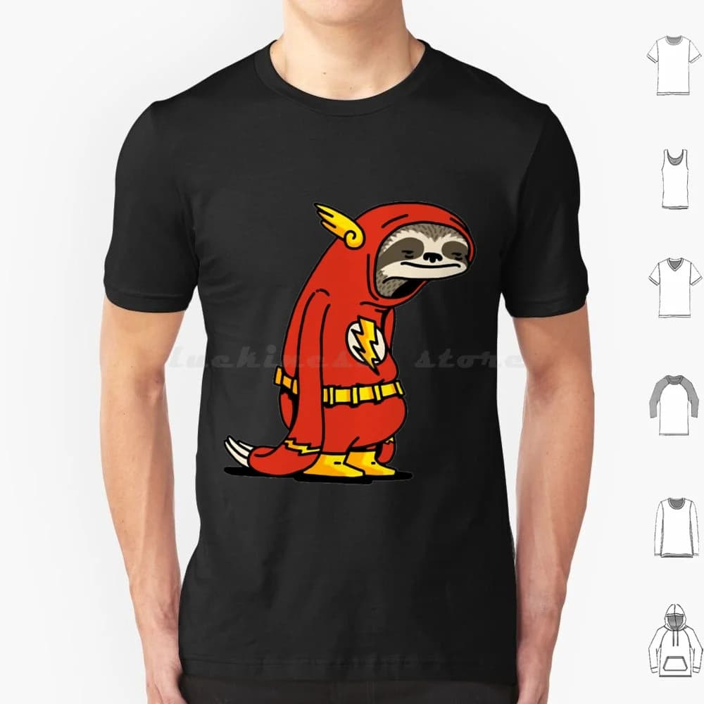 Maglietta Flash Sloth Funny Superhero di grandi dimensioni 100% cotone Flash Sloth Funny Superhero