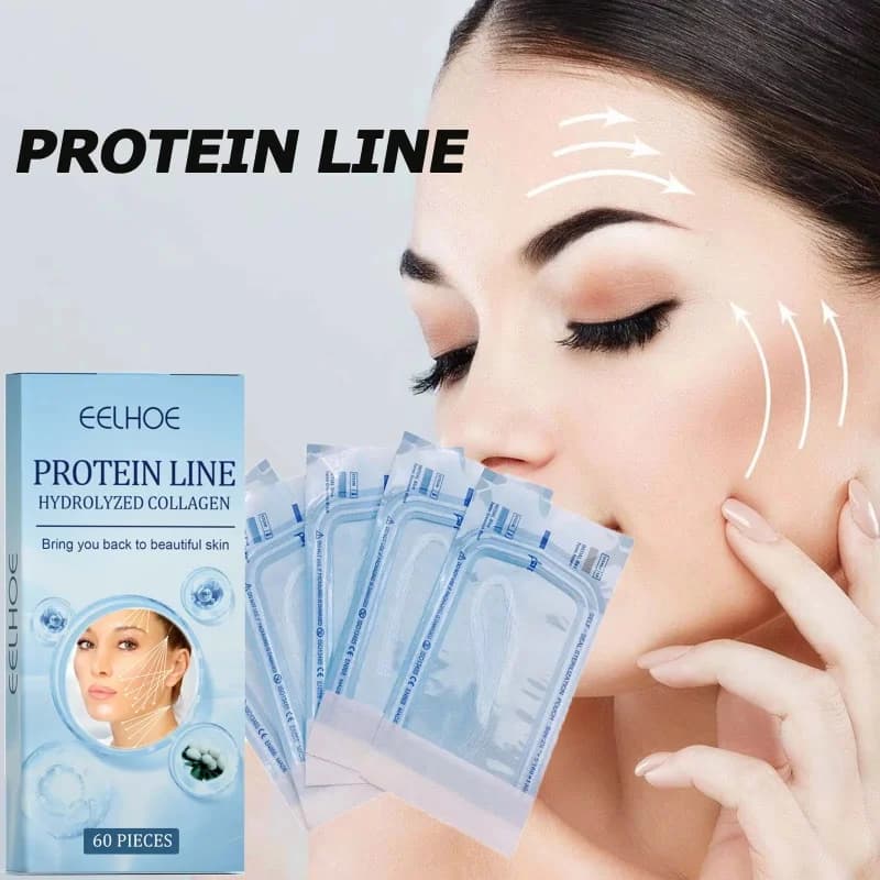 60 Pezzi Filo di Collagene Idrolizzato Dorato per Viso, Siero Rassodante Anti-Rughe Senza Aghi, Assorbibile, Levigante