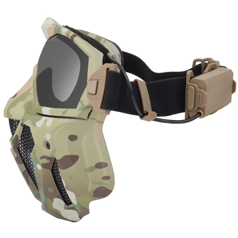 Maschera tattica per paintball softair con ventaglio Maschera integrale traspirante antiappannamento Maschere protettive militari per tiro da caccia