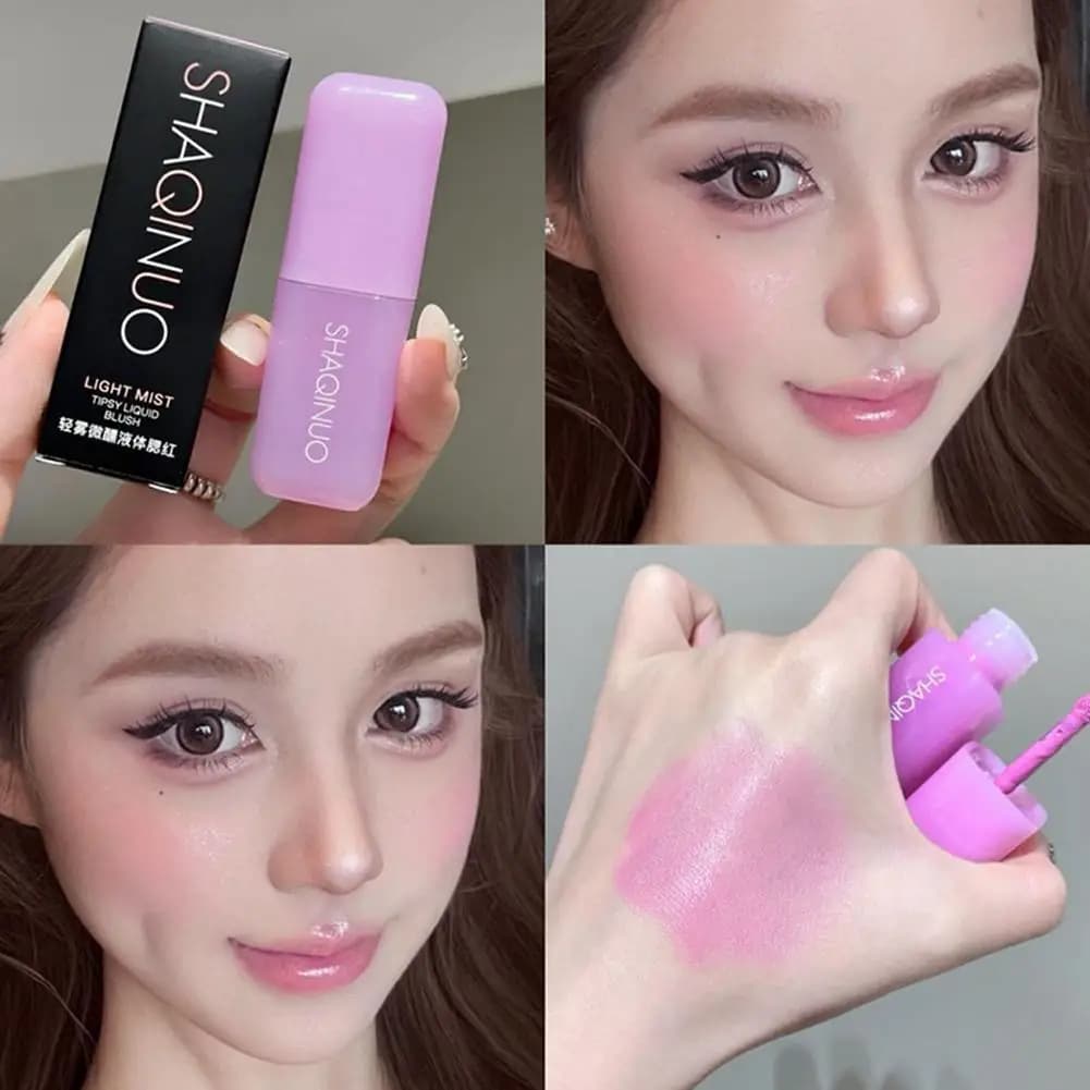 Peach Pink Liquid Blush Moisturizing Long Lasting Face Blush Makeup Smooth Brightening Natural Facial Contour Cosmetics