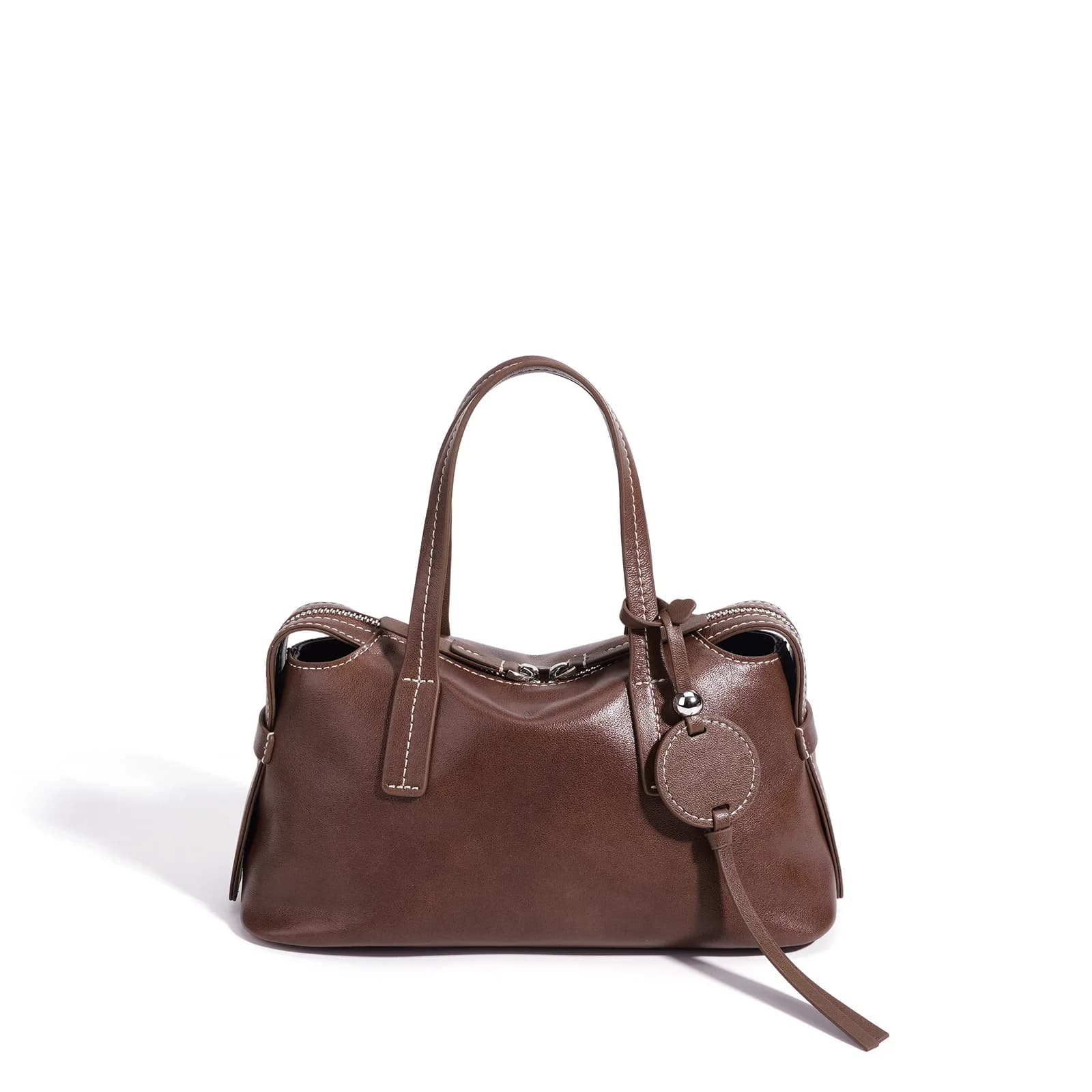 Borsa a tracolla da donna in vera pelle, morbida, in primo strato di pelle bovina, multiuso, con ciondolo, per il pendolarismo quotidiano