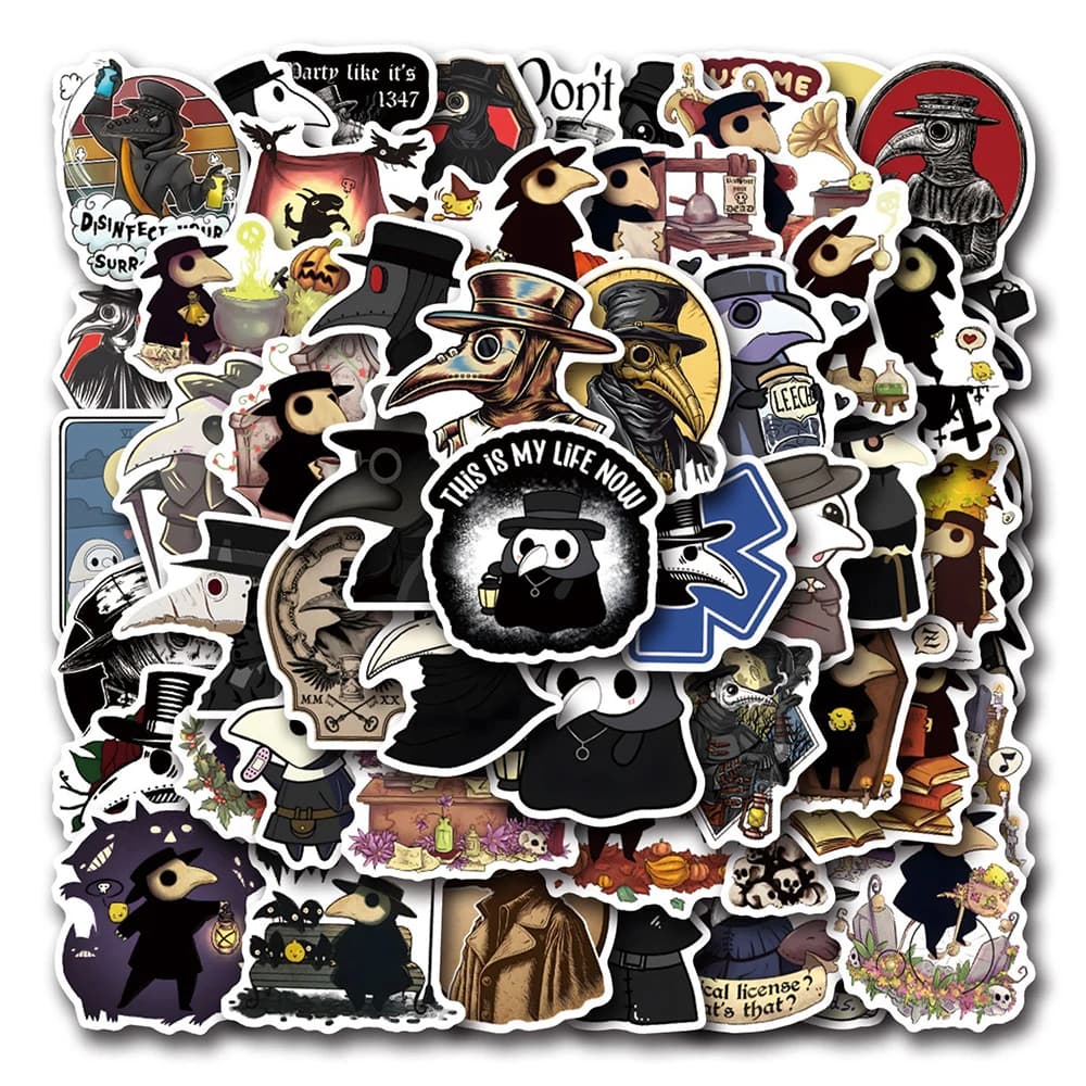 10/30/55PCS Becco Nero Peste Dottore Adesivo Graffiti Decorazione Scrapbook Notebook Skateboard Casco Laptop Adesivo Impermeabile