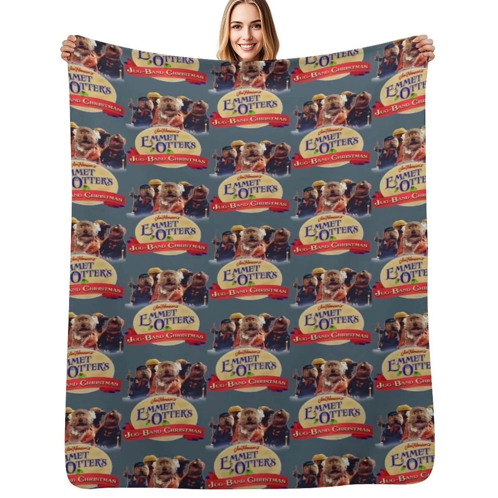 Coperta natalizia Emmet Otters Jug Band, resistente alle macchie, calda e accogliente