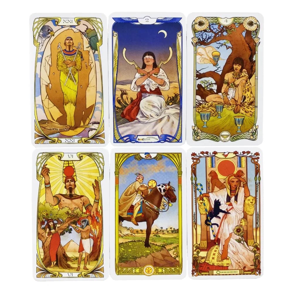 Carte dei Tarocchi Egiziane Art Nouveau, Mazzo da 78 Carte, Edizione in Inglese per Divinazione e Visioni, Giochi da Tavolo