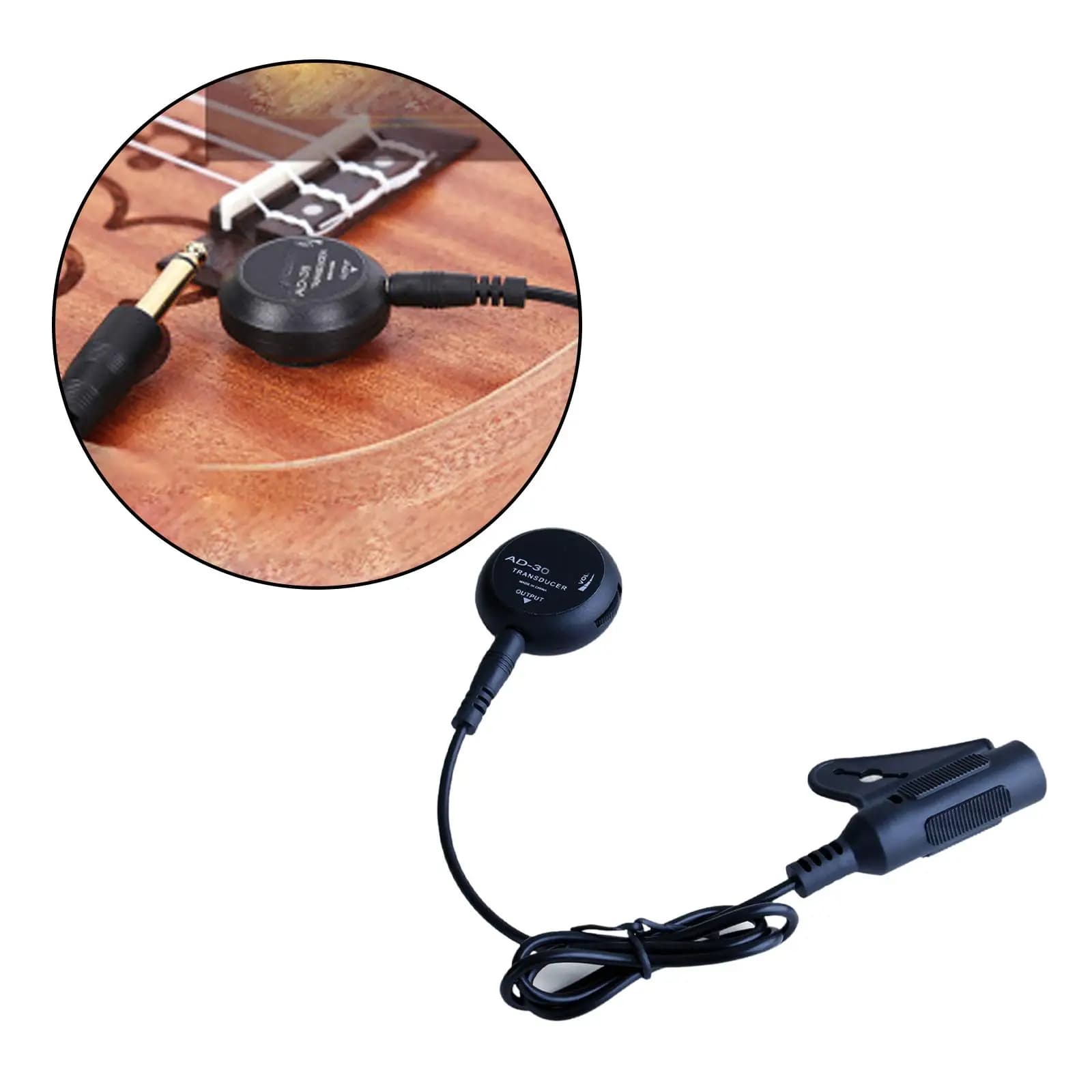 Guitar Ukulele Pickup Piezo Contact Transducer with 6.35mm Jack Easy Install for Acoustic Instruments