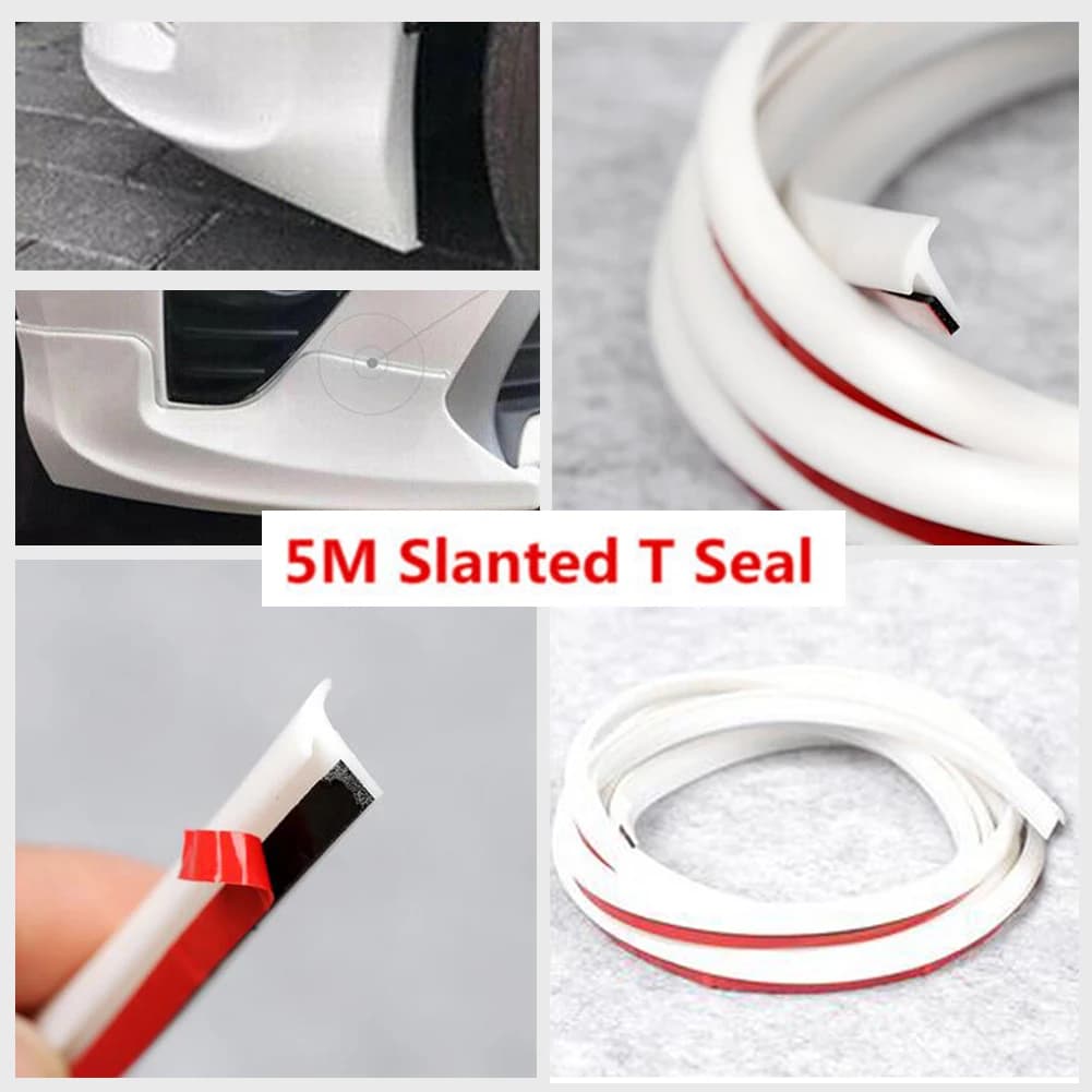 5M universale per auto tipo T striscia di tenuta bordo rivestimento paraurti labbro gonna laterale sigillanti in gomma accessori bianchi per BMW Golf