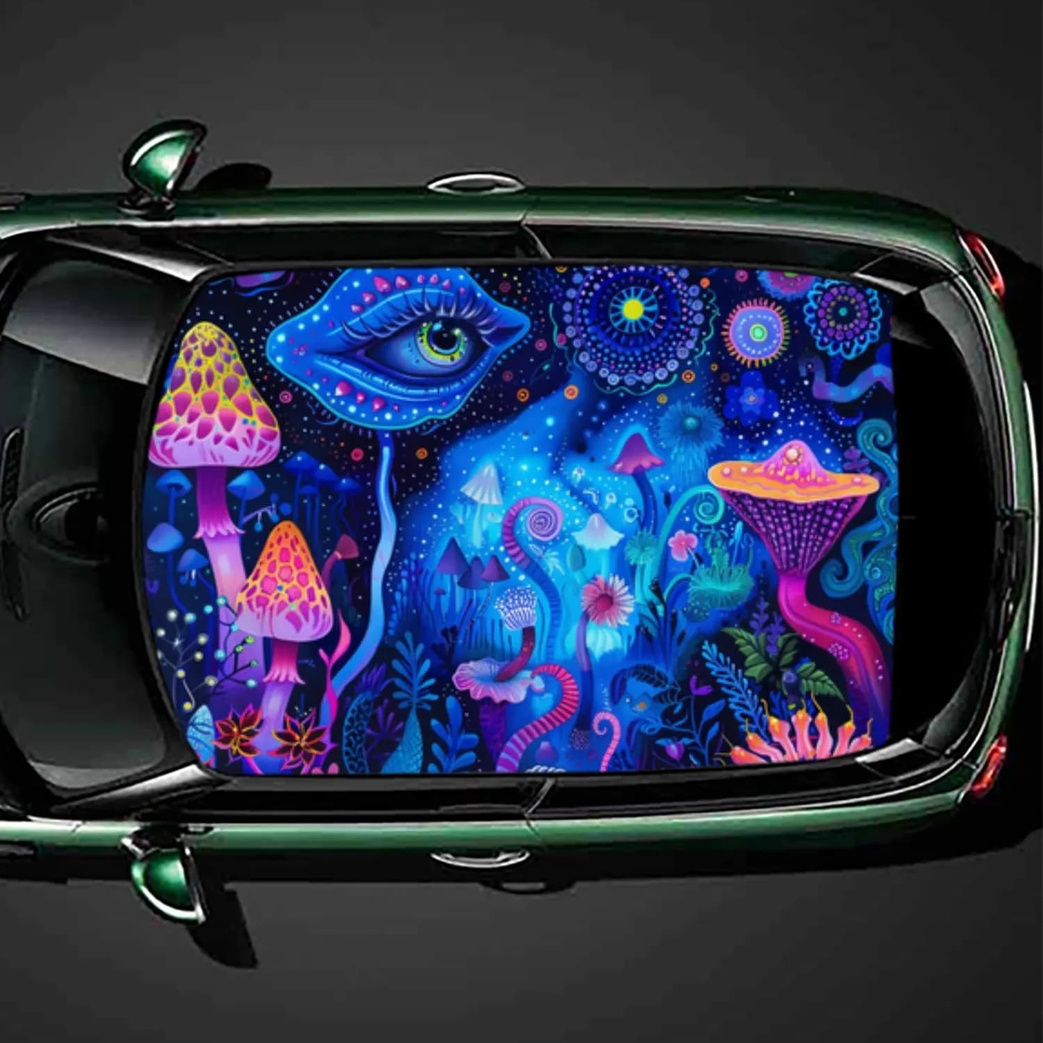 Adesivo per tetto auto in PVC con ombra abbagliante dell'occhio illusorio, decalcomania autoadesiva in vinile impermeabile per auto, protezione per la decorazione dell'auto St
