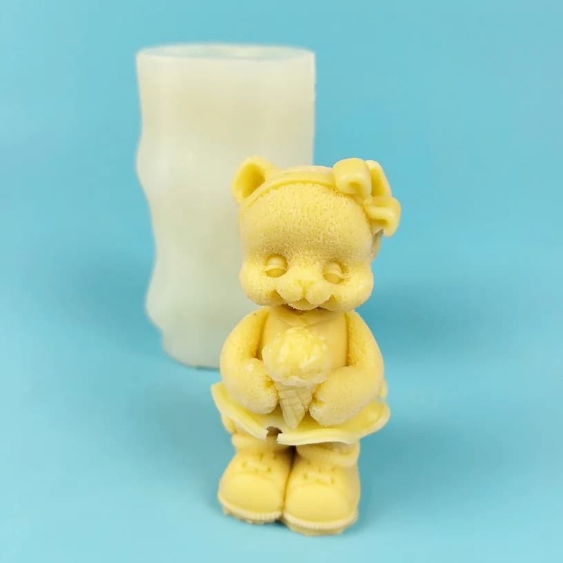 Stampo per gatti gelato, vestito con fiocco, stampi per sapone per gattini Stampo in resina di argilla per compleanno di nozze 3D in silicone