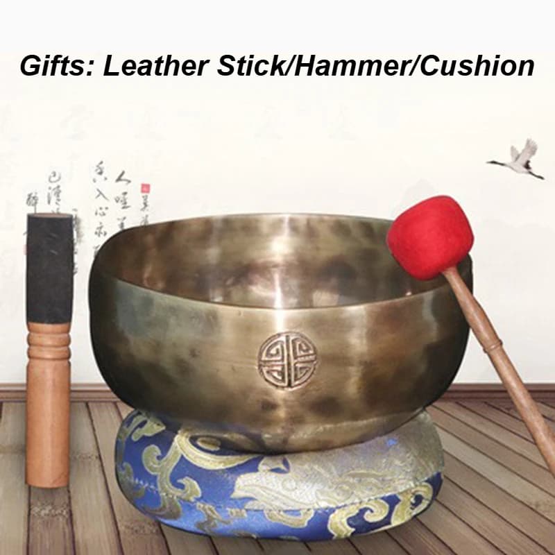 Nepal Singing Bowl Copper Full Moon Singing Bowls Buddhist Meditation Original Tibetan Bowl Sound Healing with Mallet Cushion