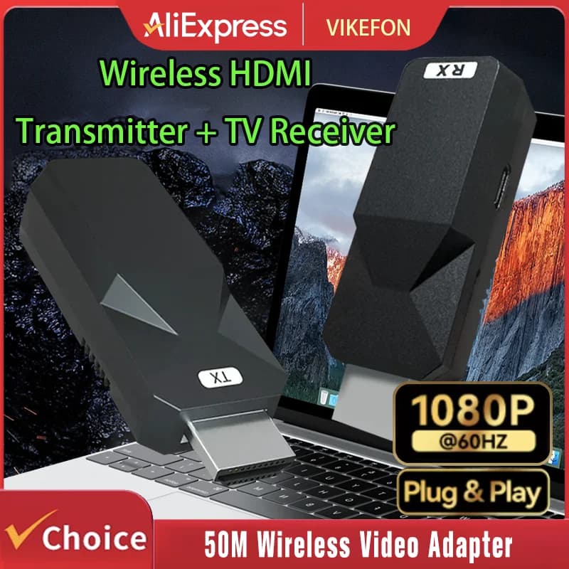 HDMI 50 M compatible wireless video transmitter and receiver Adapter Cable Display Mirror for PC camera to TV