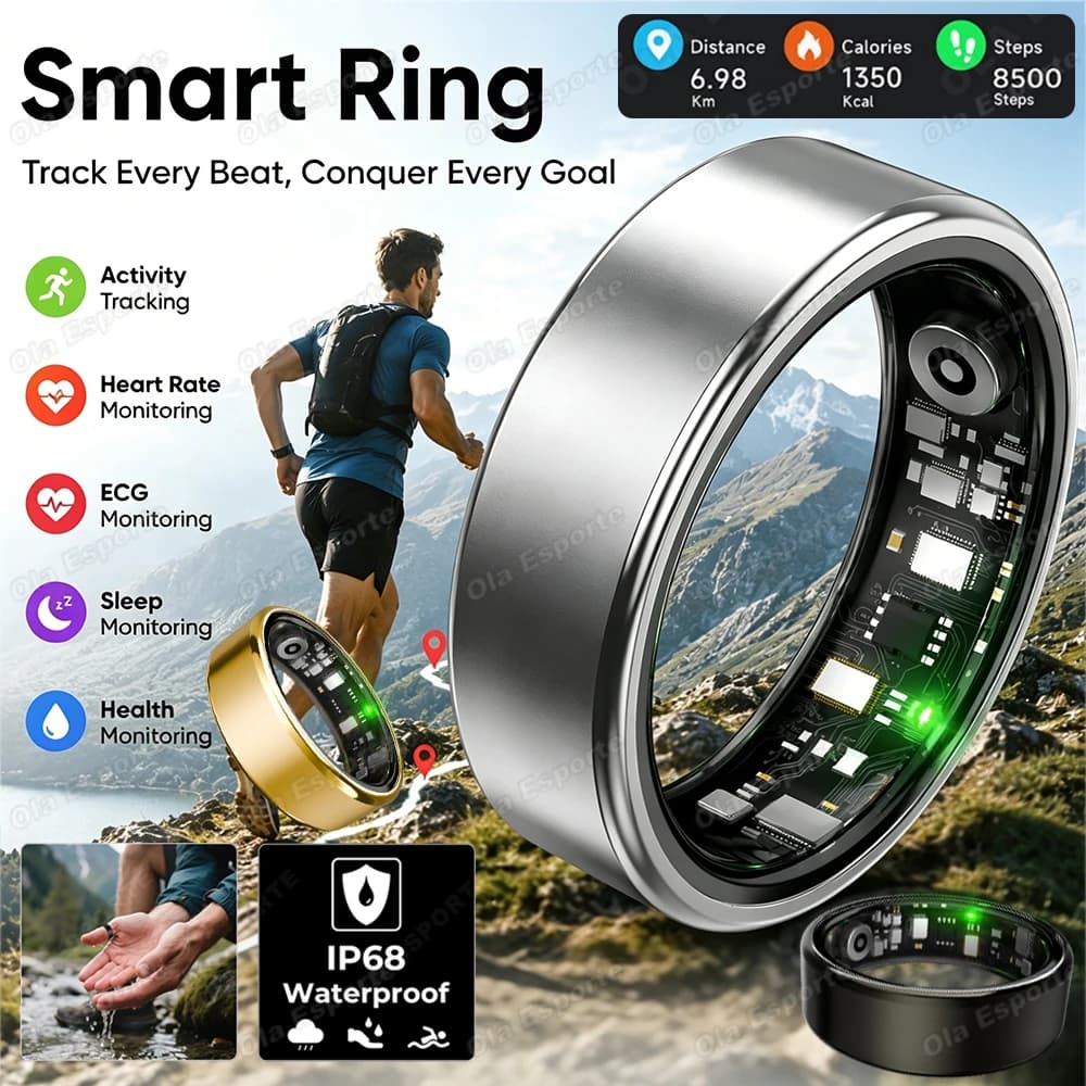 New Video Control Smartring GPS Motion Heart Rate&Blood Oxygen Monitoring IP68&5ATM Waterproof Multi-sport Mode Smart Rings 2026