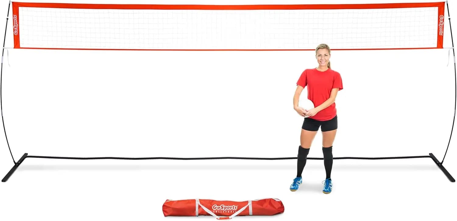 Training network for independent volleyball: 12 feet or 20 feet, instant installation, adjustable height for indoor/outside use