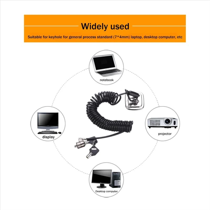 Laptop Lock Laptop Lock Anti-theft Lock Computer Lock with Steel Cable Key with Universal Retractable Spring Cord