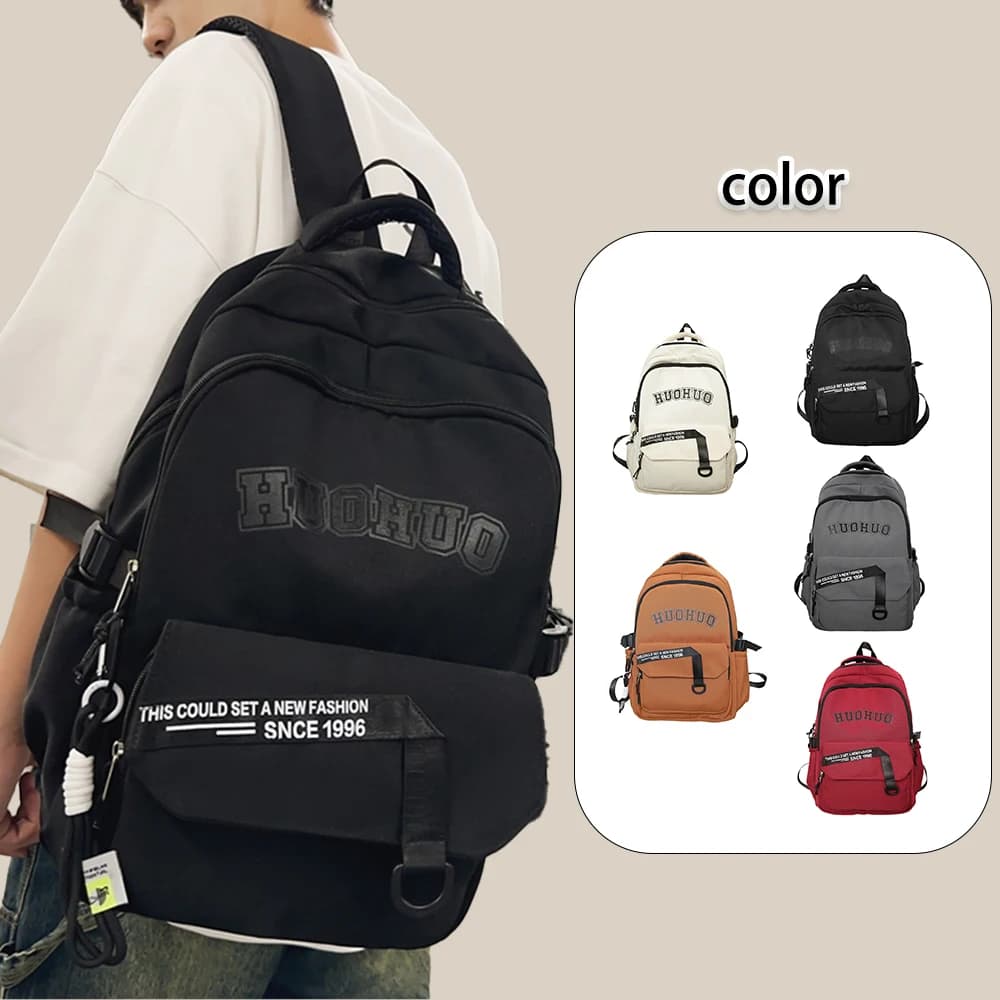 Casual Letter Print Nylon Backpack, Large Capacity Streetwear Daypack, Durable Bag for School & Daily Use