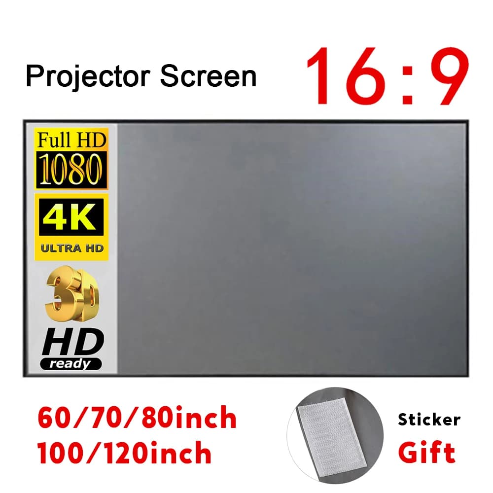 Schermo per proiettore portatile Tenda semplice Anti-luce Schermi per proiezione da 60/70/80/100/120 pollici per proiettore per ufficio domestico all'aperto
