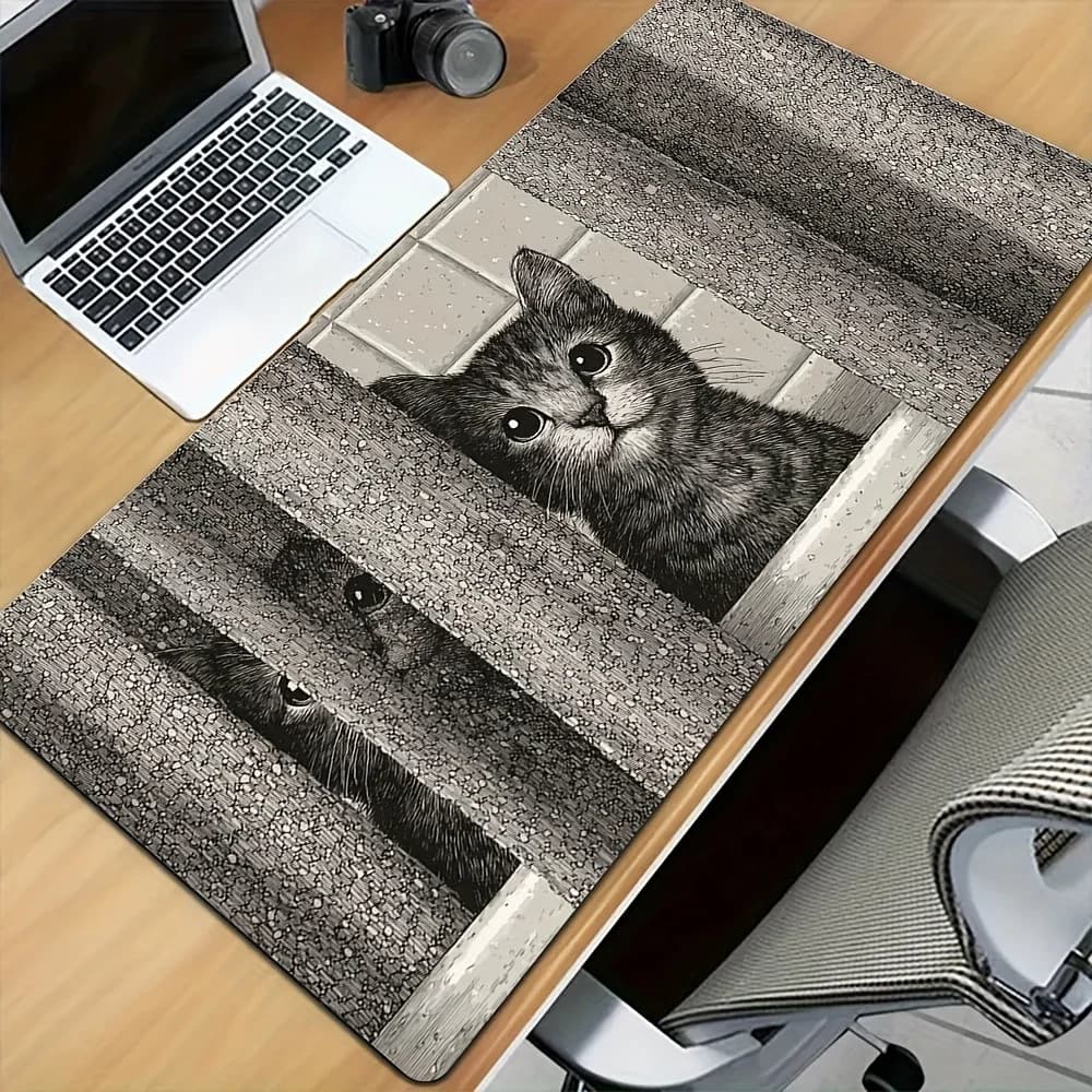 Tappetino da Scrivania con Gatto Tabby Carino, Tappetino per Mouse con Effetto 3D, Tappetino Antiscivolo per Tastiera per Ufficio e Gaming