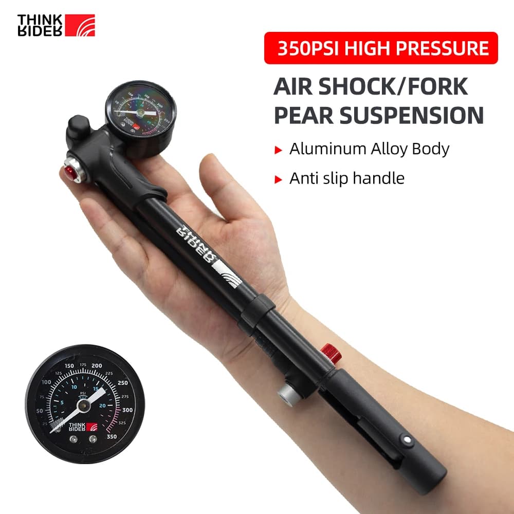 Nuova pompa ad aria portatile per bici ThinkRider ad alta pressione 350psi con manometro per forcella e sospensione posteriore ammortizzatore Mountain Bike
