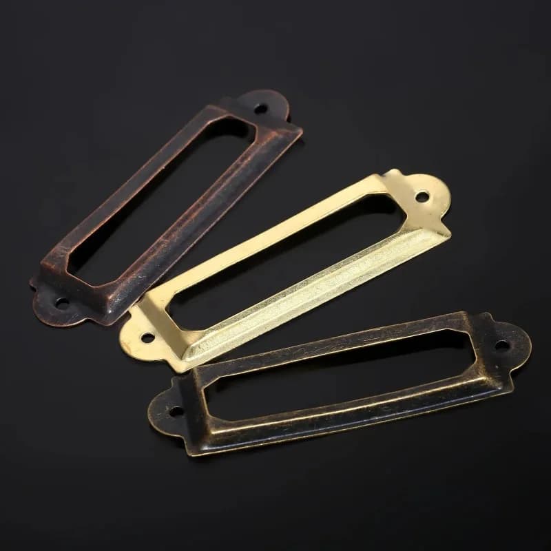 10 pezzi etichette per cassetti vintage antiche mini telaio tirare etichetta in metallo nome file ferro ottone bronzo dorato porta carte viti 62mmx18mm