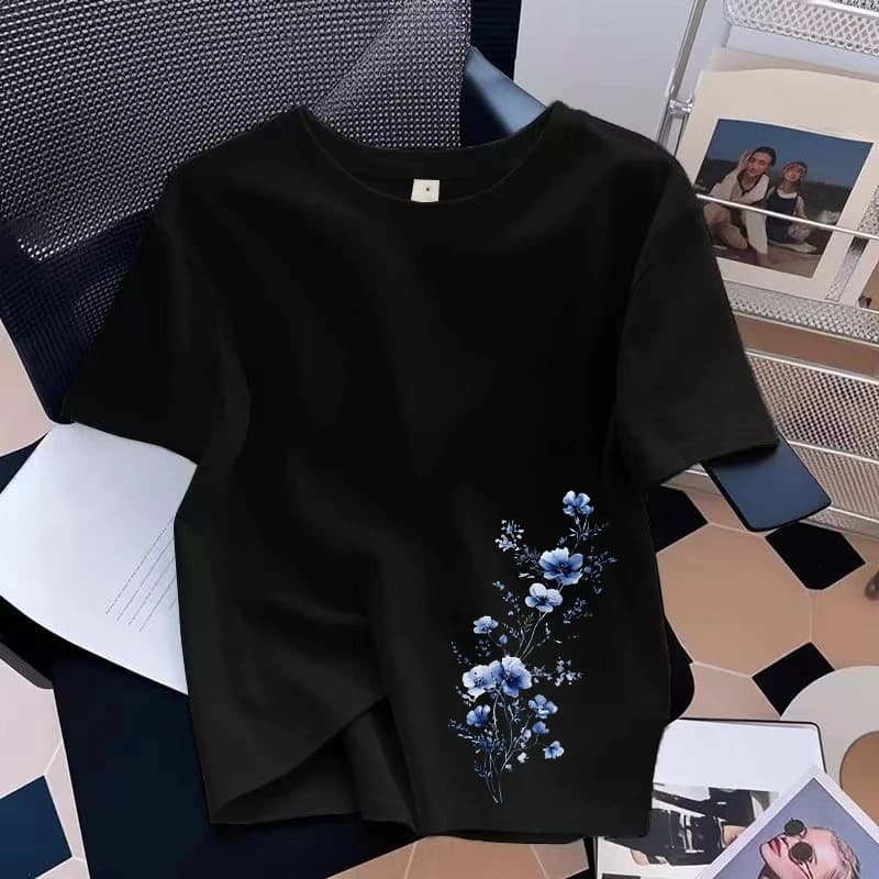 Offerta Estiva: T-shirt da Donna in Cotone Casual con Scollo a O, Manica Corta, Stampa Floreale, Comoda per Casa e Outdoor, Moda 2026