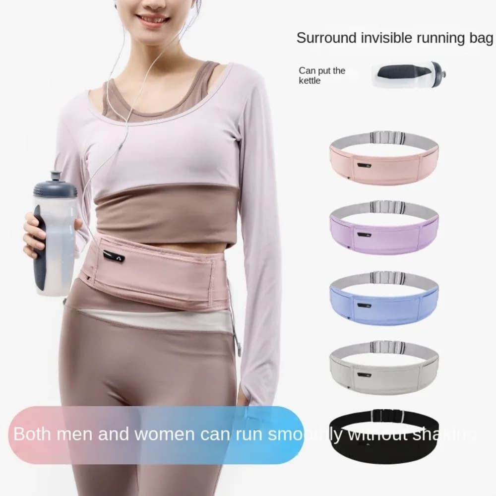 Waterproof Sports Waist Bag Invisible Close with Phone Holder Bottle Holder Waist Pack Multi-function Lightweight Running Belt