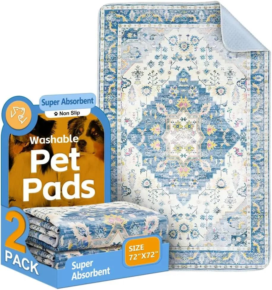 Tappetini Lavabili e Riutilizzabili per Cani, Confezione da 2, Super Assorbenti e Impermeabili, Antiscivolo per Cuccioli e Animali Domestici
