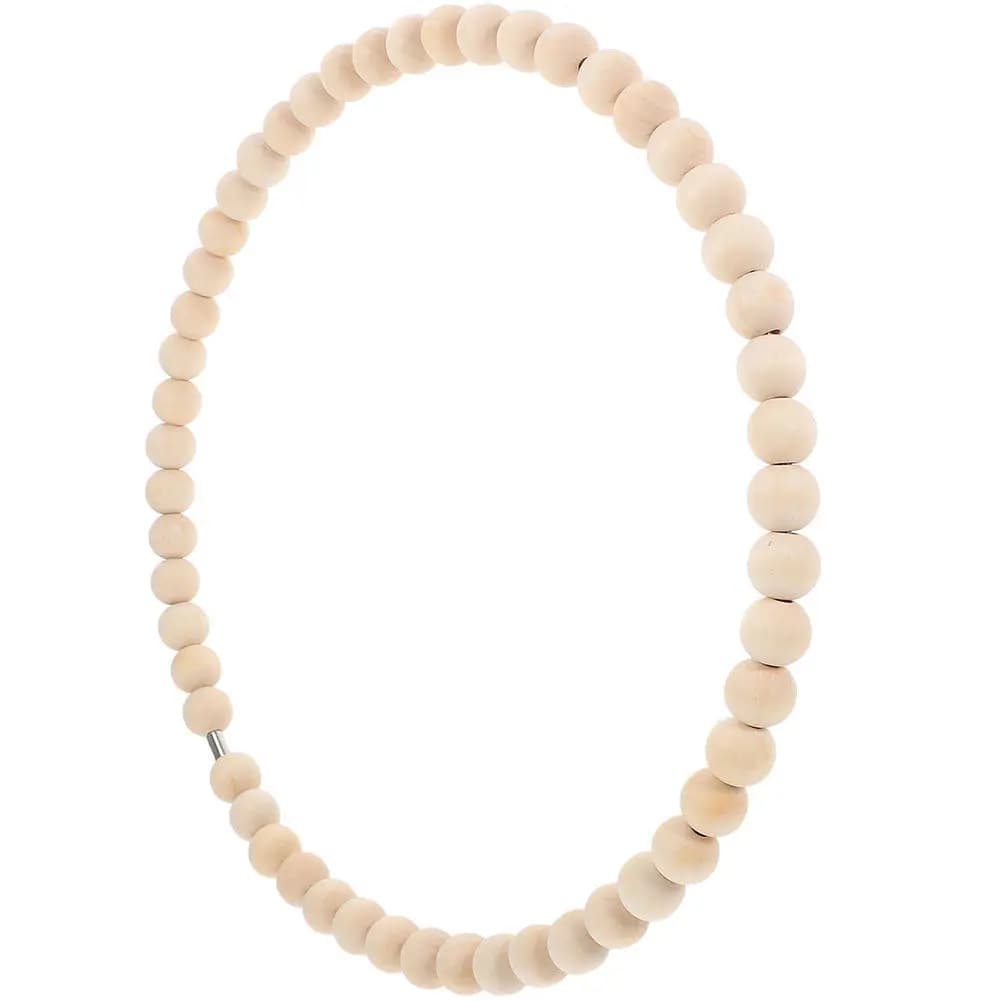 Natural Wood Bead Circle Wreath Boho Rustic Accents for Dreamcatcher Wedding Farmhouse Home Wall Decor Wood Bead Accent Wreath