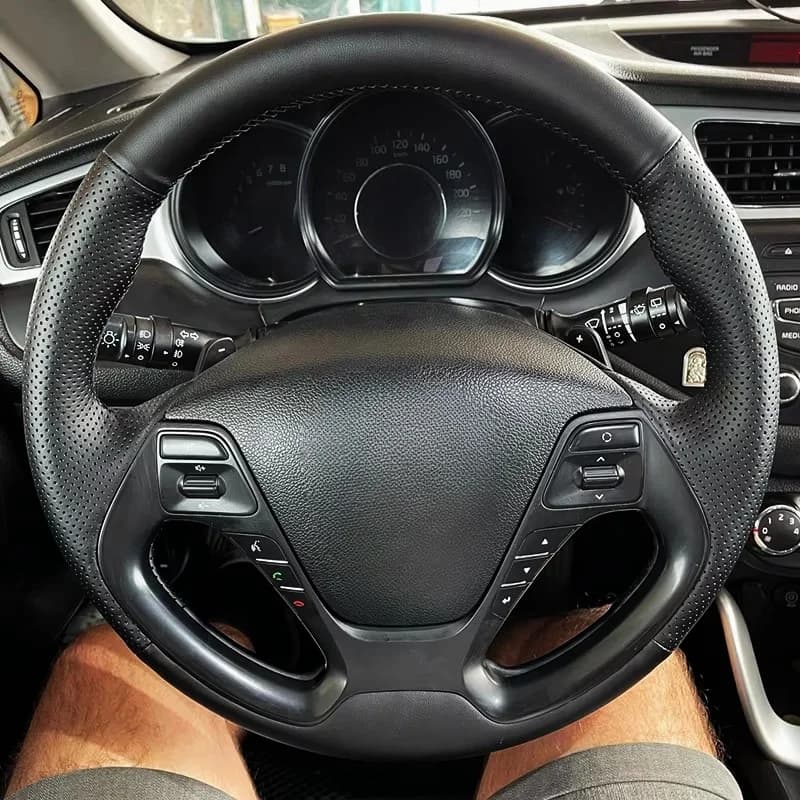 Braiding wheel for Kia K3 2013 K3S 2014 K2 Rio 2015 2016 Cerato 2013-2017 Ceed 2012-2017 Leather car cover