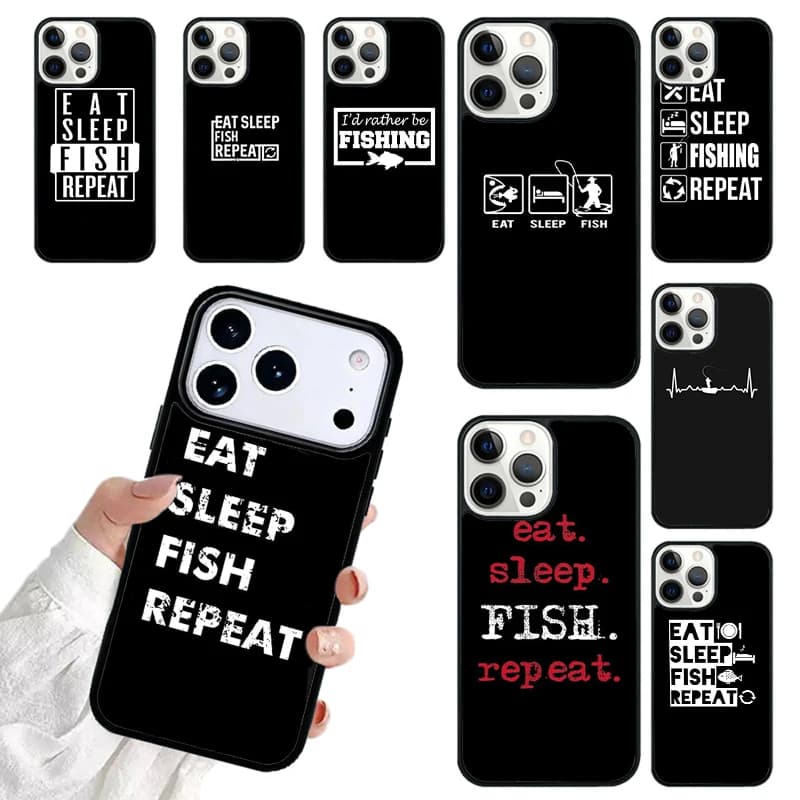 Eat Sleep Fishing Repeat Phone Case For iPhone 17 16 15 14 13 12 11 Pro Max 17air Shockproof Cover Fundas