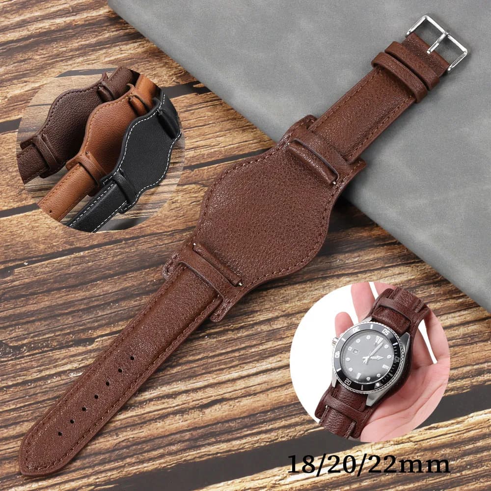 Cinturino per orologio in vera pelle per Omega per cinturino Seiko 20mm 22mm 18mm Bracciale in pelle di vacchetta vintage cinturino di ricambio per donna uomo