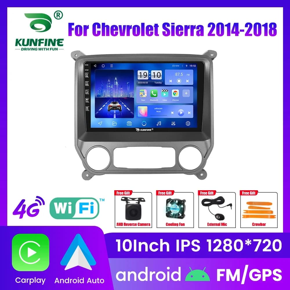 Autoradio Android per Chevrolet Sierra 2014-2018, stereo 2Din Octa Core con navigatore GPS, schermo IPS, Carplay e Android Auto