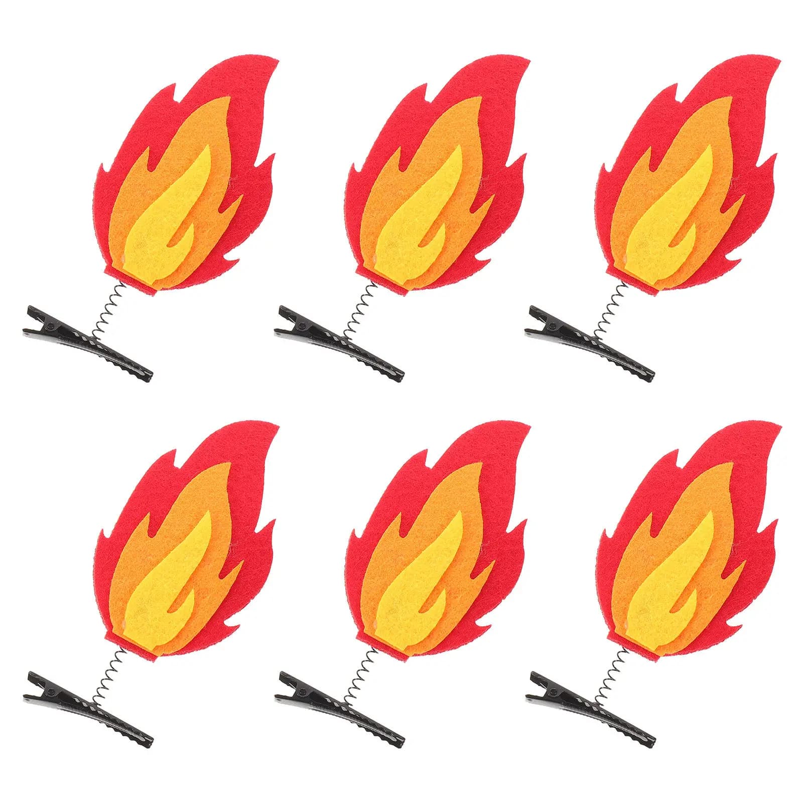 6Pcs Flame Hair Clip Set Colorful Felt Flame Shaped Wiggly Hair Barrette Spring Action Secure Fit Lightweight Party Costume