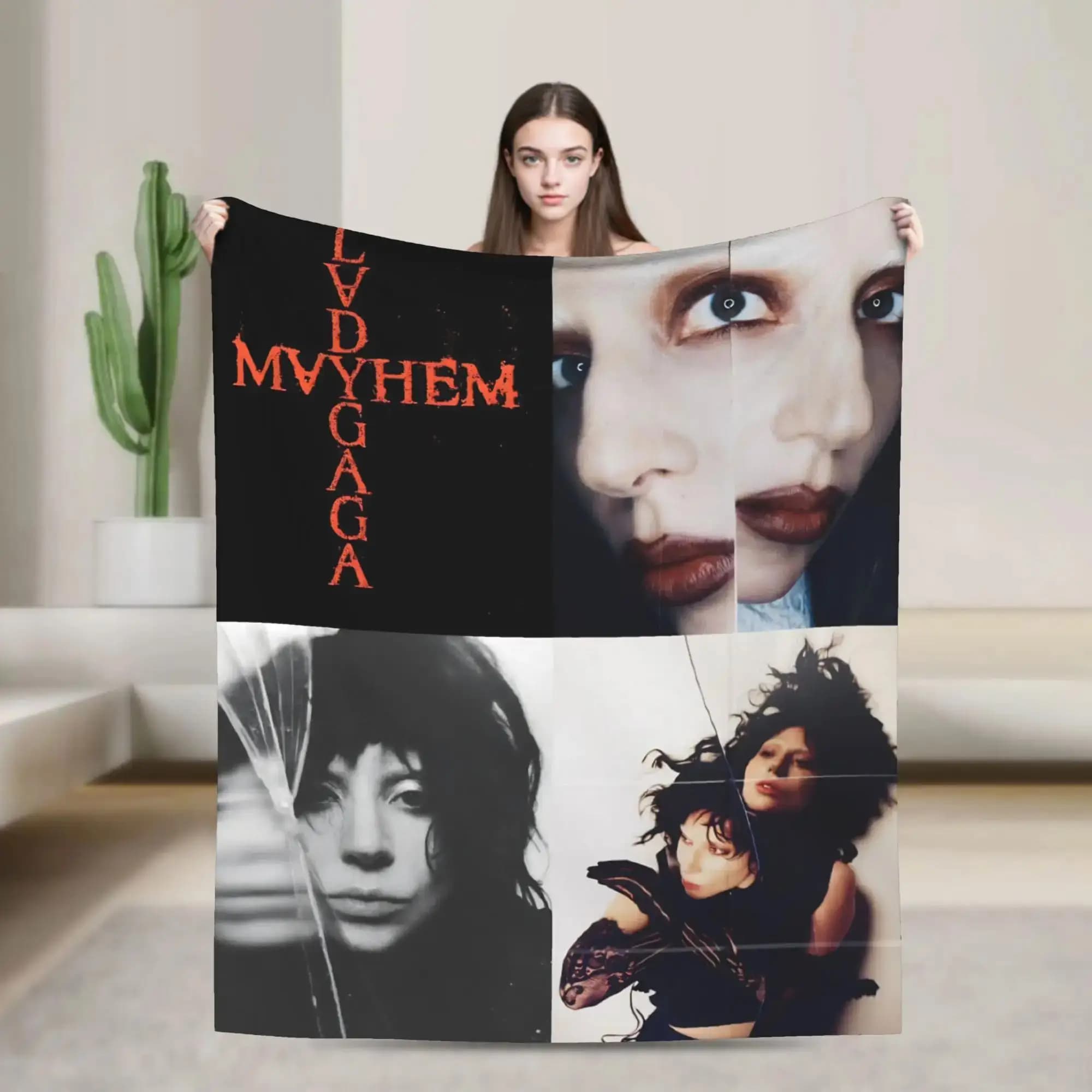 Lady Gaga Mayhem Album Plush Throw Blanket for Couch Chair Sofa Bed or Picnic Soft Flannel Bedspread Cover