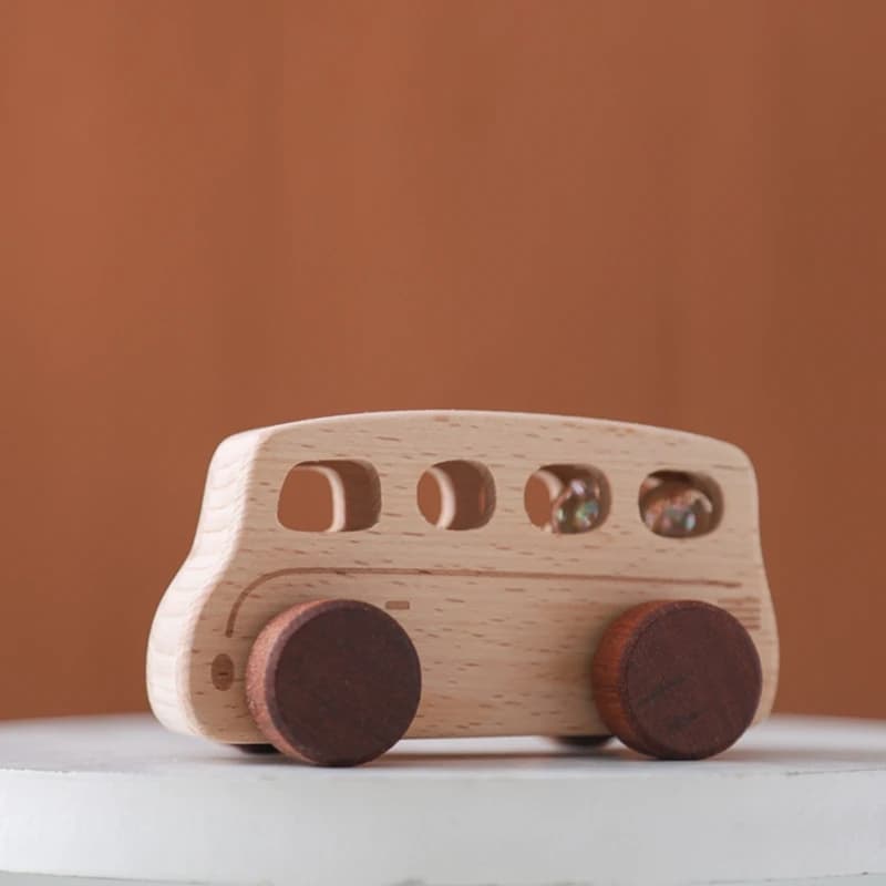 Giocattoli per bambini Montessori blocchi di costruzione educativi per autobus in legno giocattoli Montessori per bambini giocattoli in legno bambini blocchi di cartoni animati regali per auto
