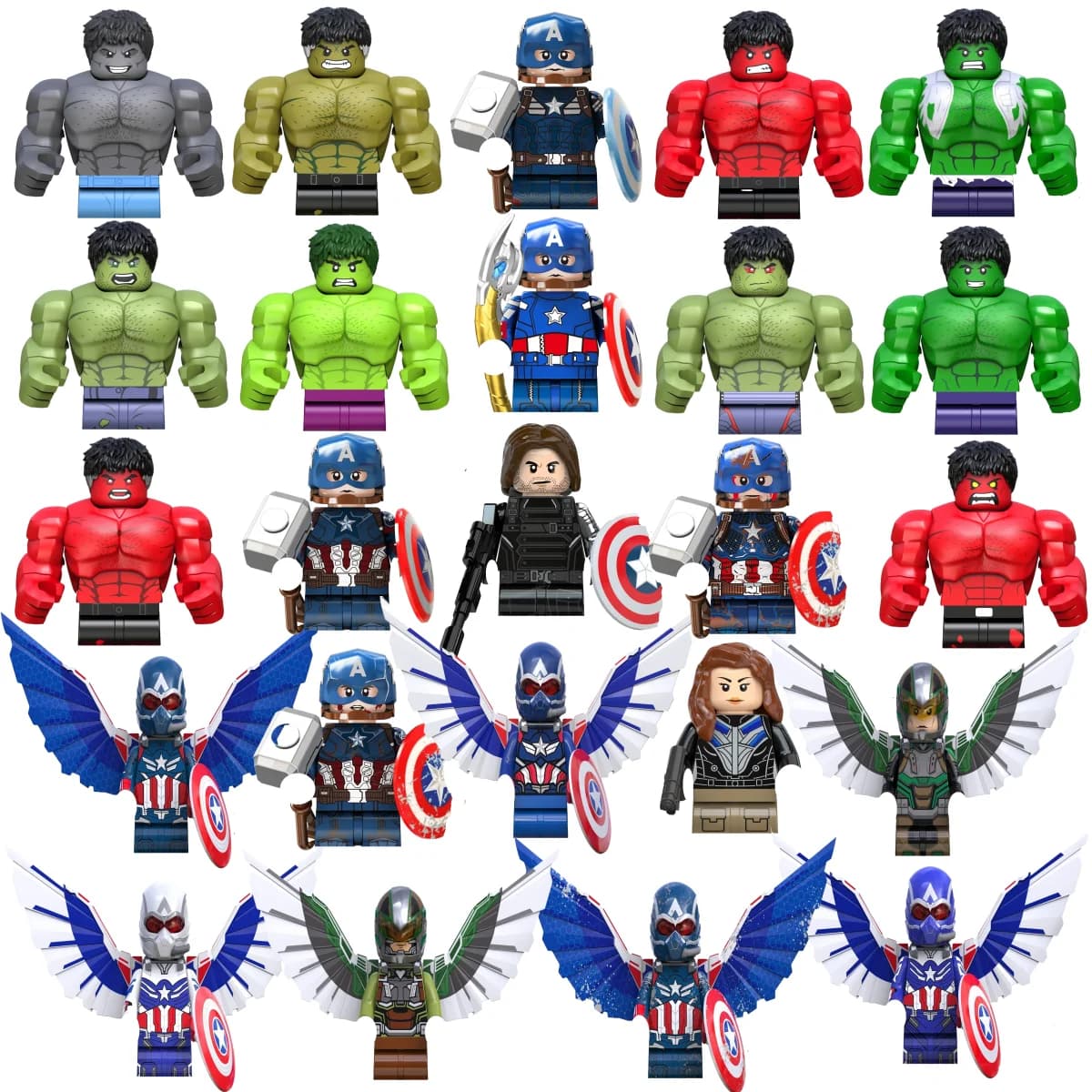 Blind Box Mini Blocchi da Costruzione TV6217 Personaggi Big Goblin Spiderman Iron Man Venom Captain Hawk Deadpool Armatura Regalo di Natale Giocattolo