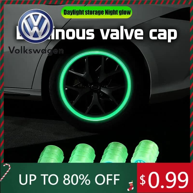 Per VW Volkswagen Jetta MK5 Golf 4 Pezzi Tappi Valvola Luminosi per Pneumatici Moto Bicicletta Auto Copertura Antipolvere Ruota per Volkswagen T-ROC R
