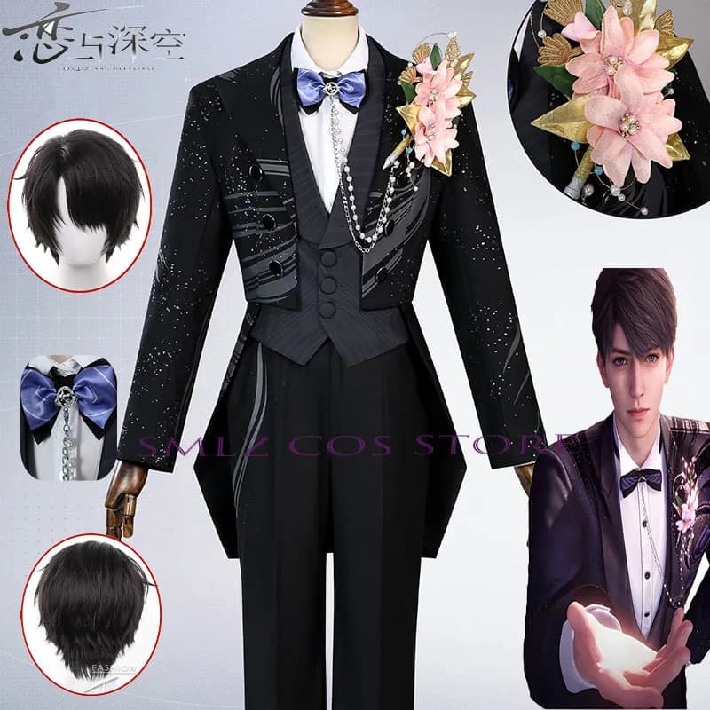 Gioco Amore e Spazio Profondo Cosplay Caleb Marry Costume Uniforme Nera Caleb Vestito Festa di Halloween Comic Con Vestito per Uomo