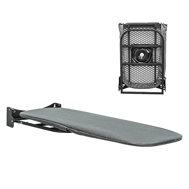 Montaggio a parete 180 ° Ferro da stiro girevole salvaspazio pieghevole copertura resistente al calore materiale in legno e acciaio per guardaroba uso domestico