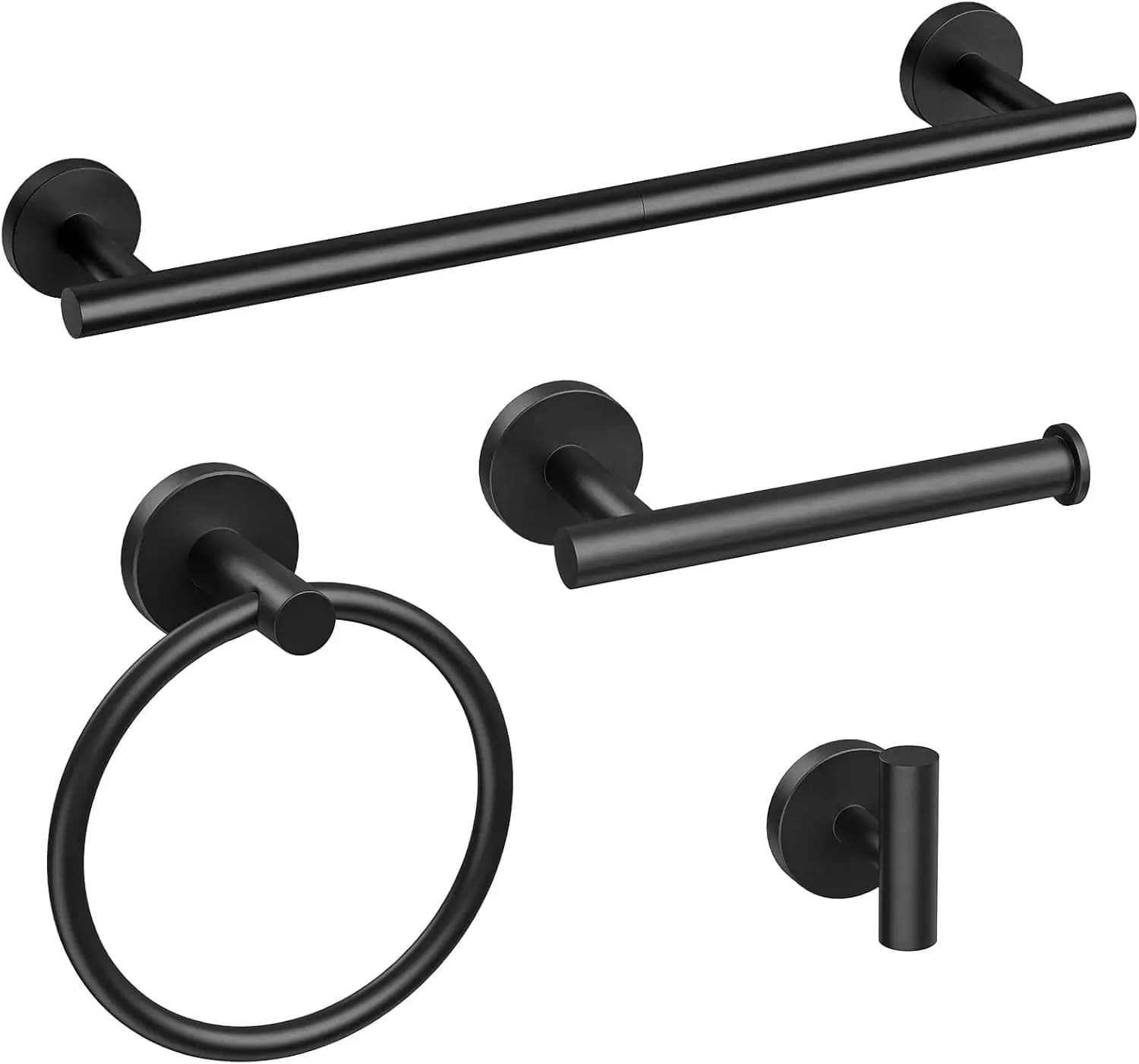 Set di Portasciugamani Nero Opaco da 18 Pollici, Set di Accessori per Bagno in 4 Pezzi, Acciaio Inossidabile SUS304, Montaggio a Parete Moderno