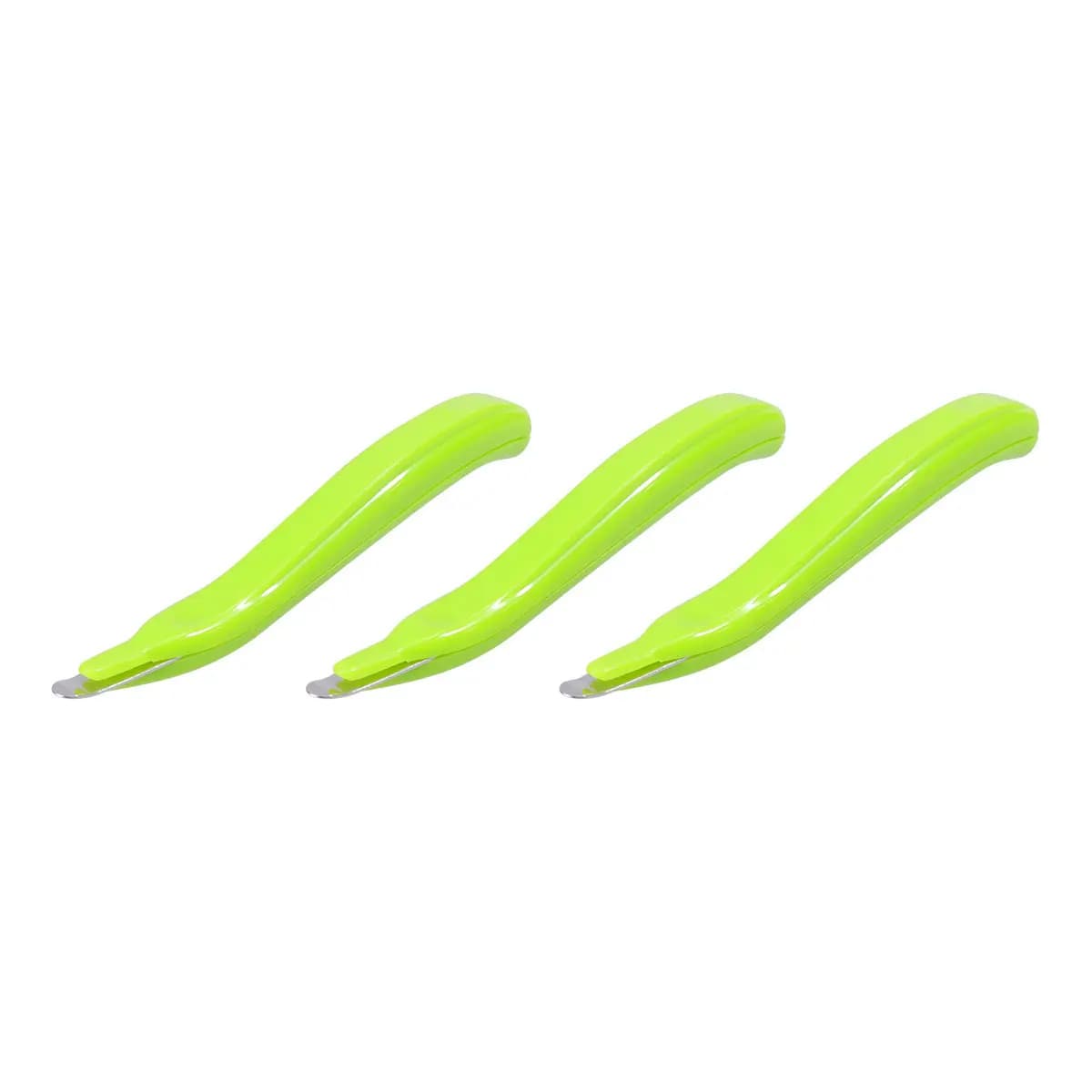 Set di 3 Rimuovi-agrafette Portatili in Plastica, Attrezzo Manuale per Rimozione Rapida di Graffette, Verde Chiaro